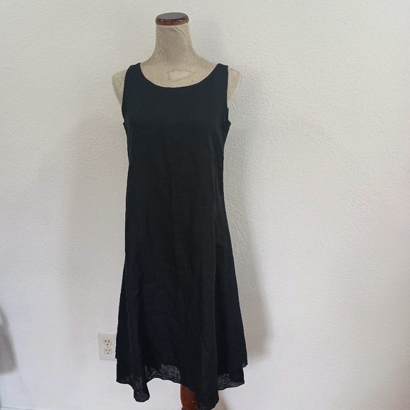 Eileen Fisher Black Sleeveless Irish Linen Dress - Picture 9 of 9